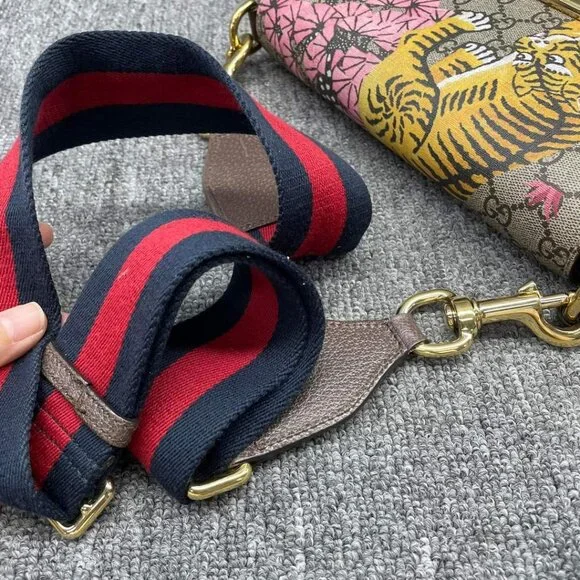 100% Authentic GUCCI Padlock Brown Bengal Canvas Shoulder Bag - Picture 14 of 15